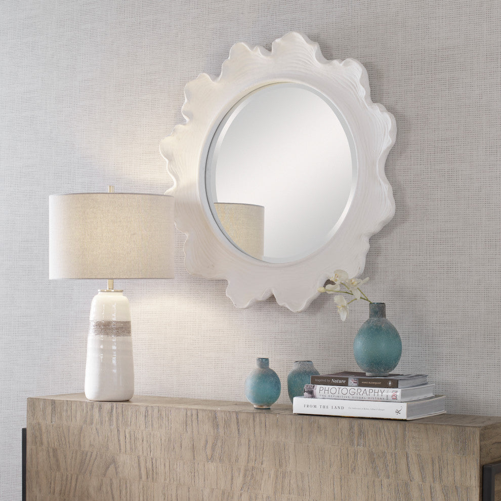 Uttermost 09796 Sea Coral White Round Mirror