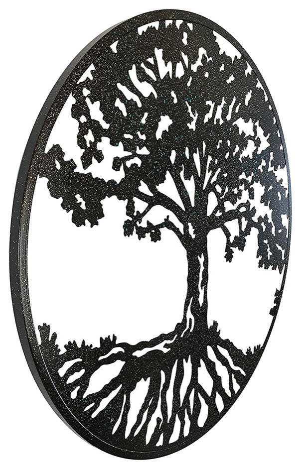 DecorShore 24 in. Round Metal Wall Art Decorative Wall Sculpture Natural Harmony