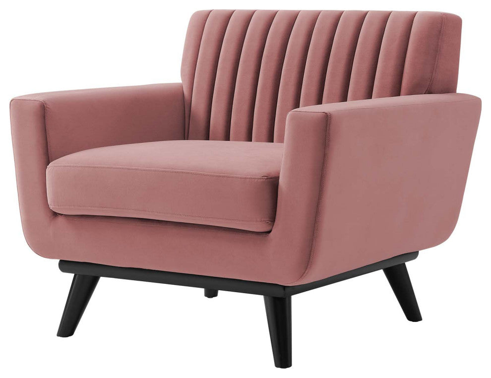 Tufted Armchair Accent Chair, Velvet, Pink, Modern, Living Lounge Hospitality