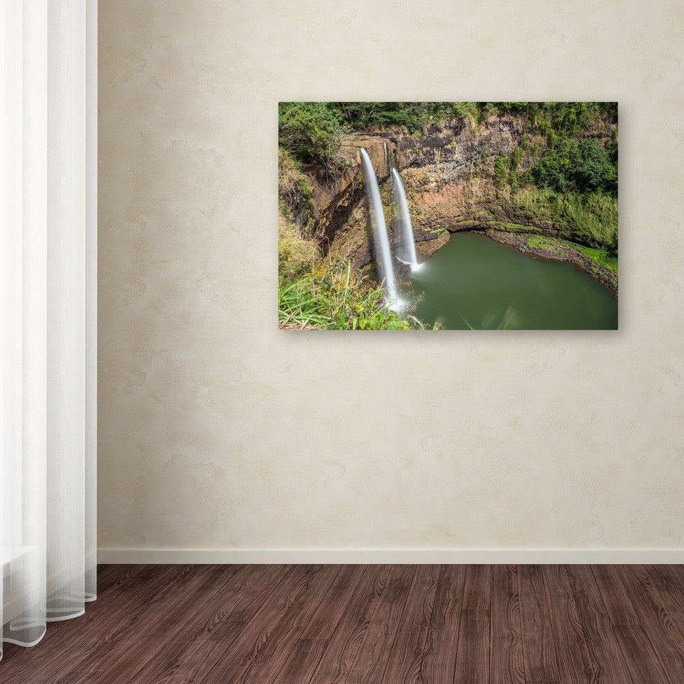 Pierre Leclerc ''Wailua Falls Kauai'' Canvas Art, 19x12