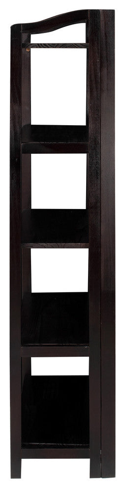 Stratford 3-Shelf Folding Bookcase, Espresso, 5-Shelf
