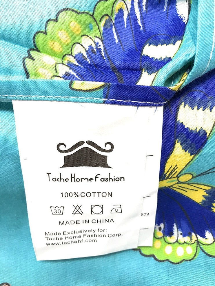 Pattern Flat Sheets, Aqua Floral Butterfly, Twin