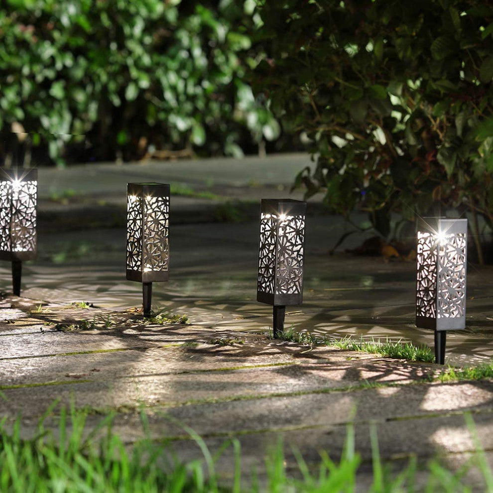 Modern Home Set of 6 Solar Powered LED Path Lights - Modern Deco Design - Light