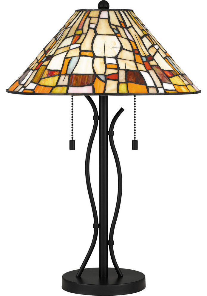 Quoizel TF5619MBK 2-Light Table Lamp, Tiffany
