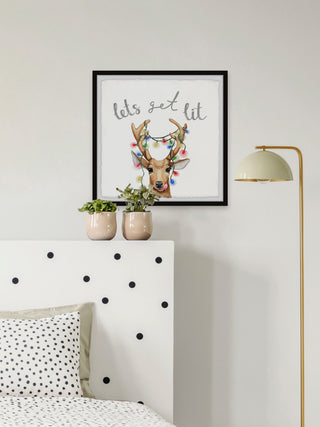 "Light-Up Antlers" Framed Painting Print, 18x18