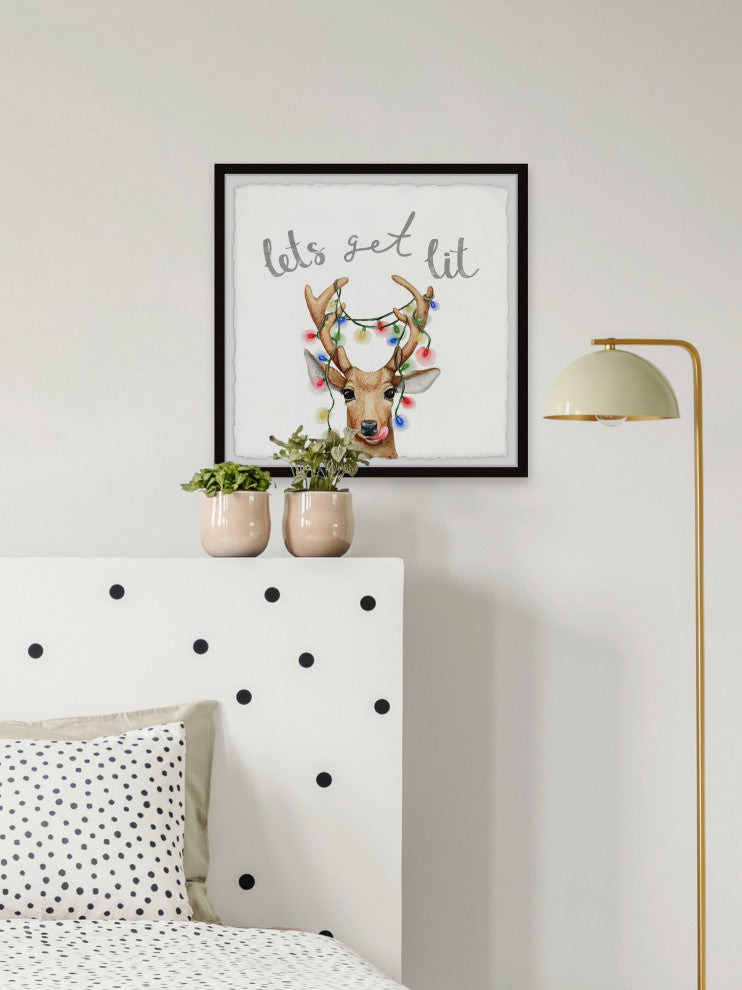 "Light-Up Antlers" Framed Painting Print, 18x18