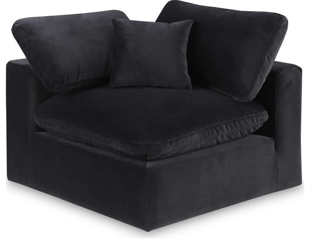 Comfy Beige Linen Textured Fabric Modular Chair, Black, Velvet, Corner Chair