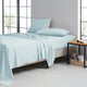 Kathy Ireland 4 Piece Brushed Microfiber Sheet Set, Light Blue, Queen