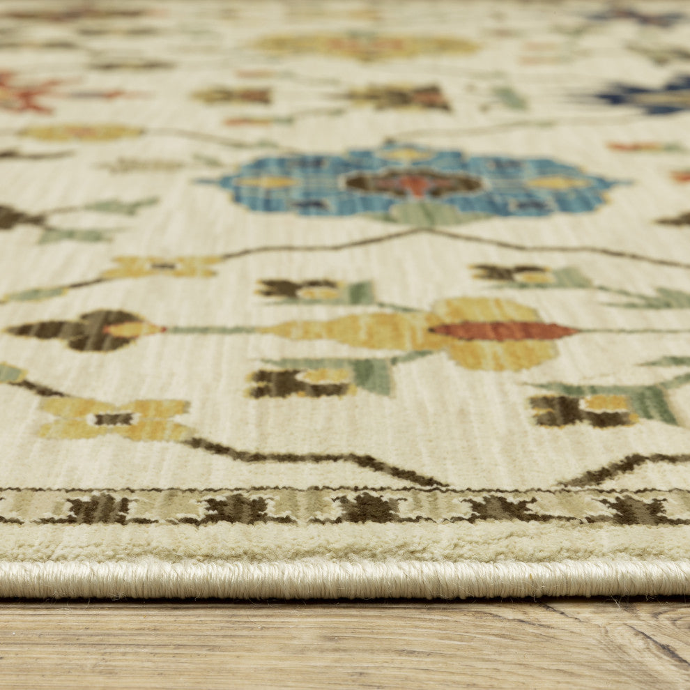 Fabienne Oriental Floral Indoor Area Rug, Ivory, 2'3"x7'6"