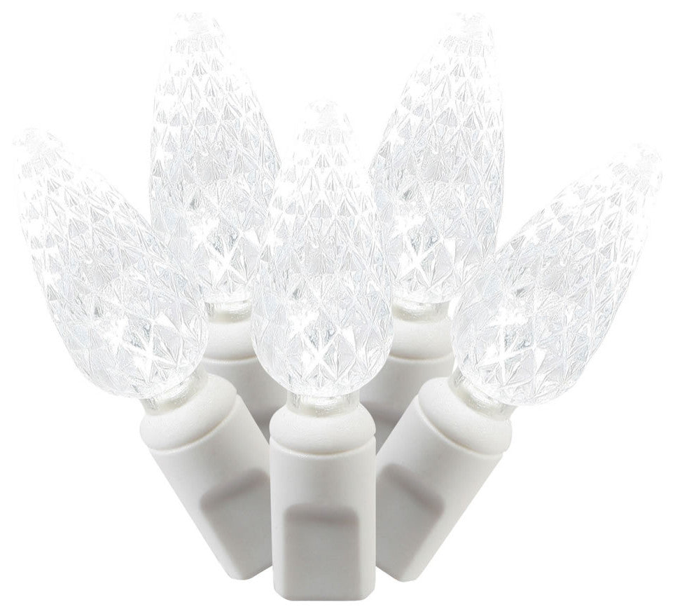 Vickerman X6W8509 Pure White Led Light On White Wire, Christmas Light Strand