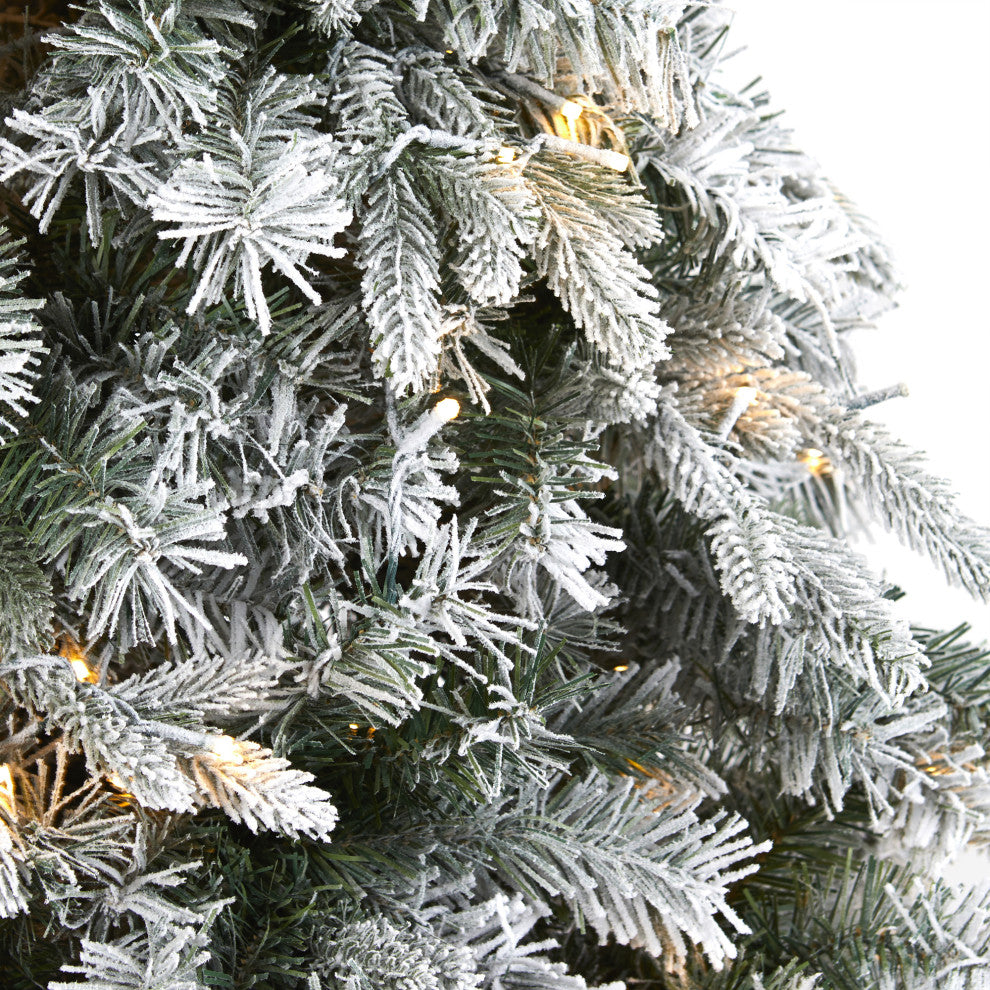 5' Flocked Vermont Mixed Pine Faux Christmas Tree With 150 Clear LED Lights