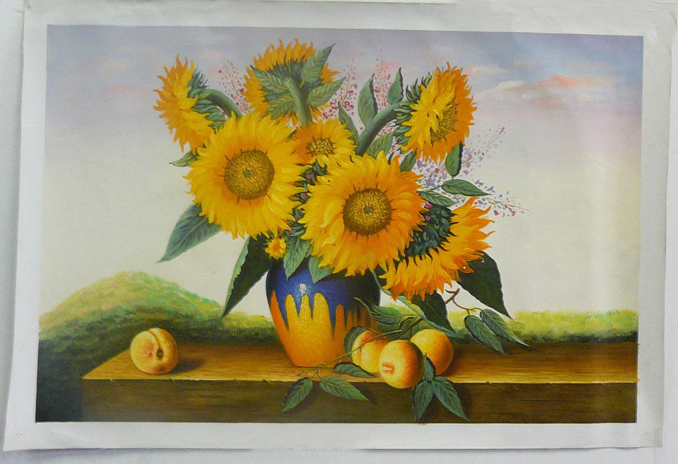 Oil Paint Canvas Art Portrait Sunflower Wall Decor