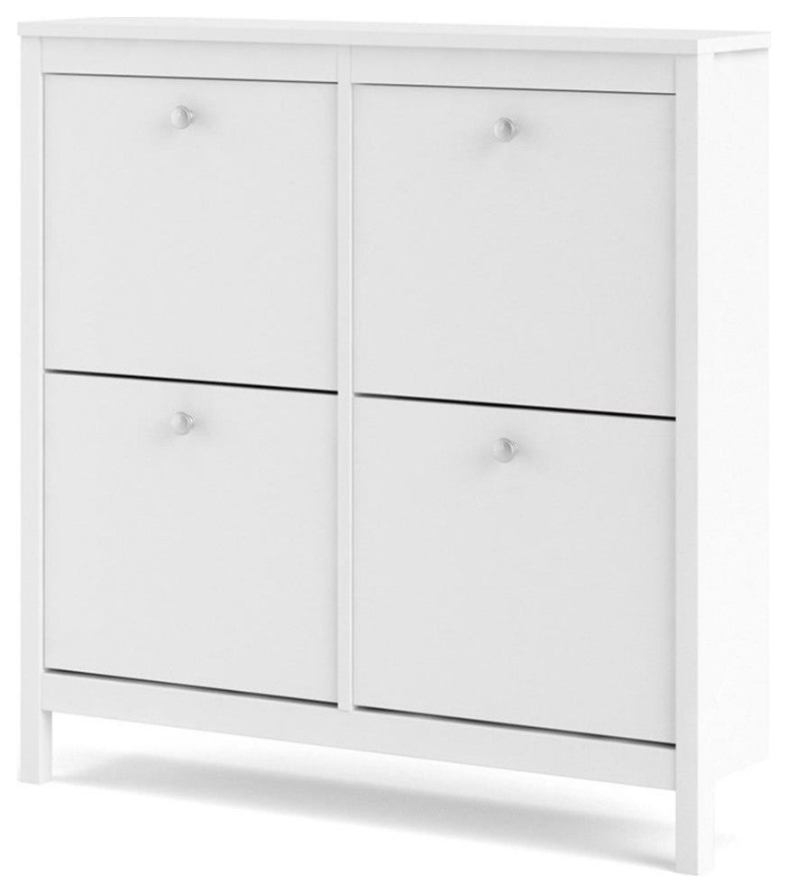 Pemberly Row 4-Drawer Modern Engineered Wood Shoe Cabinet in White