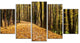 Dense Autumn Forest Woods, Modern Forest Canvas Art, 60"x32", 5 Panels