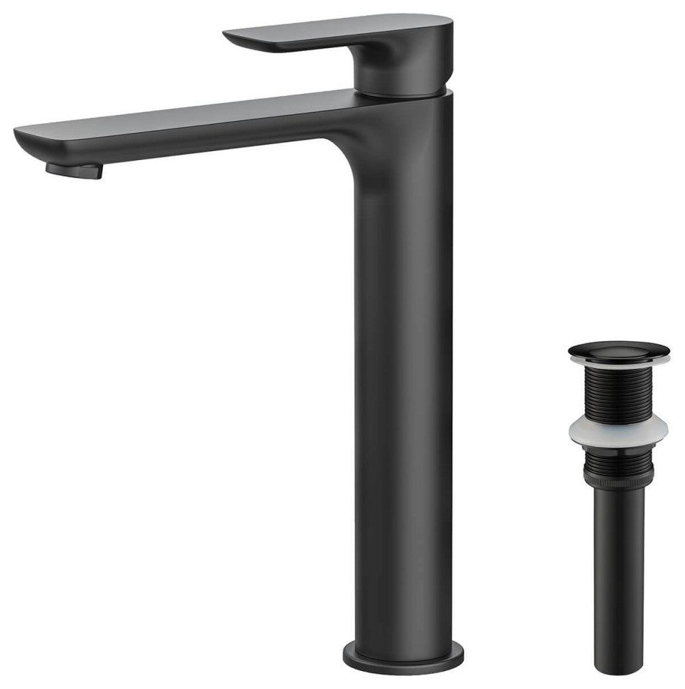 Tender-T Single Handle Bathroom Vessel Sink Faucet, Matte Black