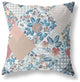 28" White Blue Floral Indoor Outdoor Throw Pillow