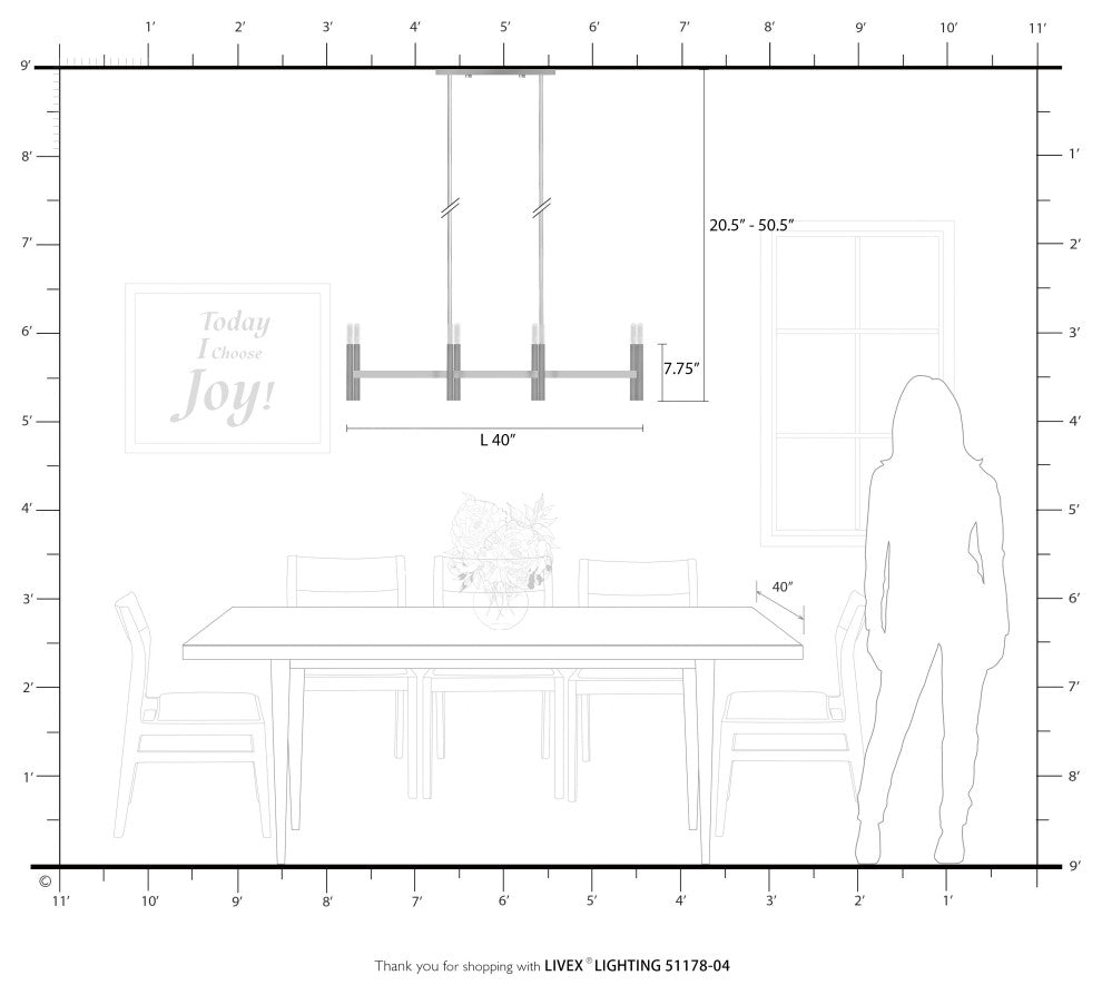 Livex Lighting Black 8-Light Linear Chandelier