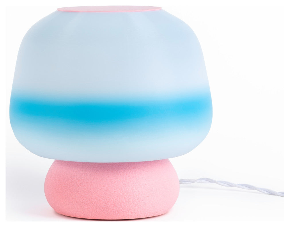 Mushroom 10" Plant-Based PLA Dimmable LED Table Lamp, Blue/White/Light Pink