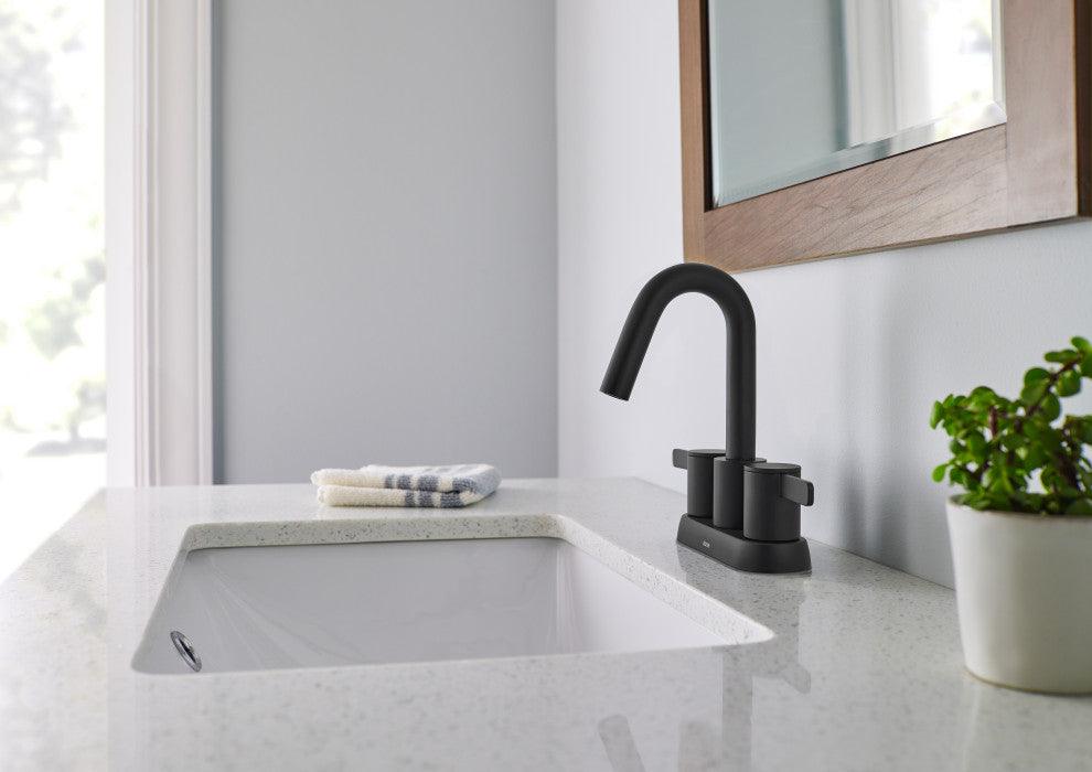 Amalfi Two Handle Centerset Lavatory Faucet Chrome, Satin Black