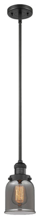 Small Bell 1-Light LED Pendant, Matte Black, Glass: Plated Smoked