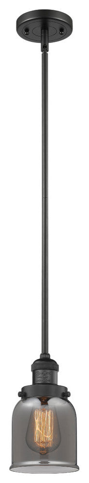 Small Bell 1-Light LED Pendant, Matte Black, Glass: Plated Smoked