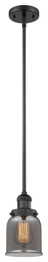 Small Bell 1-Light LED Pendant, Matte Black, Glass: Plated Smoked