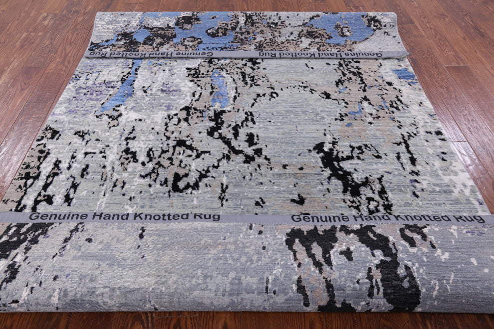 Modern Handmade Wool and Silk Rug 6' 0" X 9' 1"- Q7108