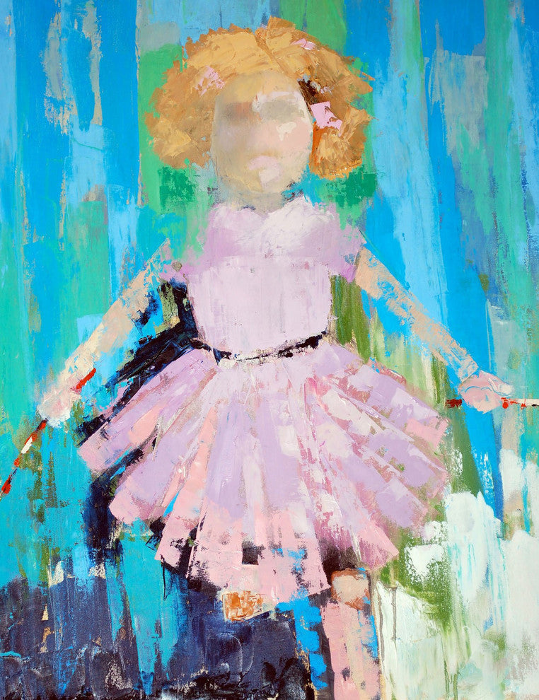 "Jump Rope Girl" Painting Print on Wrapped Canvas, 30"x39"