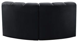 Arc Velvet Upholstered 2-Pc. Inward Curved Modular Sectional, Black