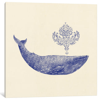 "Damask Whale Square #2" Print by Terry Fan, 26"x26"x1.5"