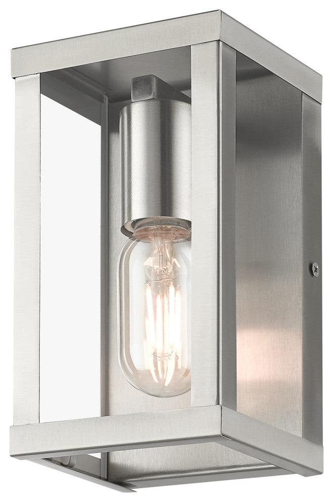 Livex Lighting Gaffney 1-Light Brushed Nickel Outdoor Small Wall Lantern