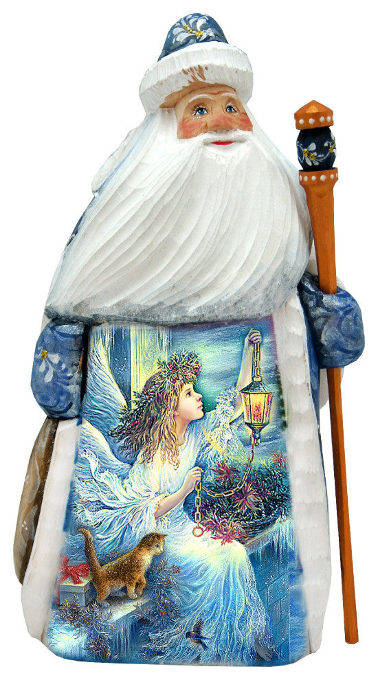 Lighting Angel Santa Woodcarved Figurine