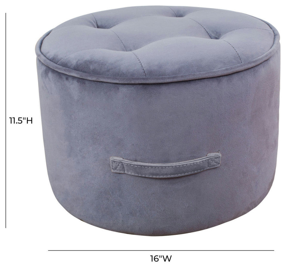 TOV Furniture Luna Grey Velvet Ottoman