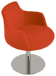 Dervish Round Chair, Bright Stainless Steel Base, Orange Camira Wool
