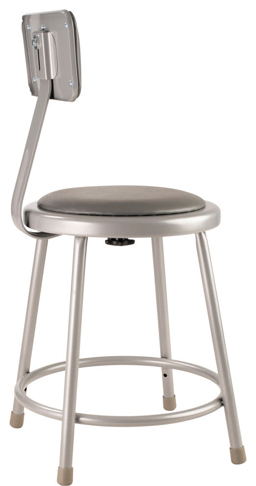 NPS 18"Heavy Duty Vinyl Padded Steel Stool With Backrest, Grey