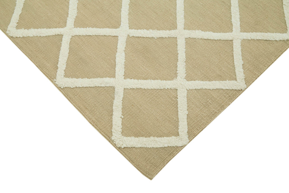 Rug N Carpet - Handmade Modern Design 8' 0'' x 10' 0'' Wool Flatweave Kilim Rug