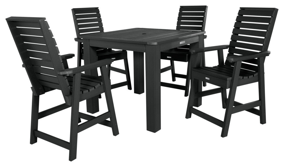 Weatherly 5-Piece Square Counter-Height Dining Set, Black