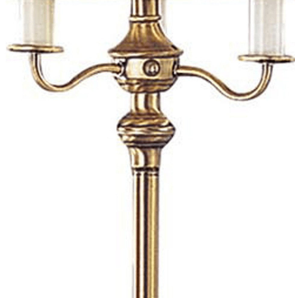 60" Bronze Four Light Traditional Shaped Floor Lamp With Beige Square Shade