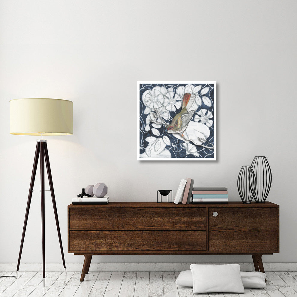 "Arts and Crafts Bird Indigo II" Digital Paper Print by Elyse DeNeige, 32"x32"
