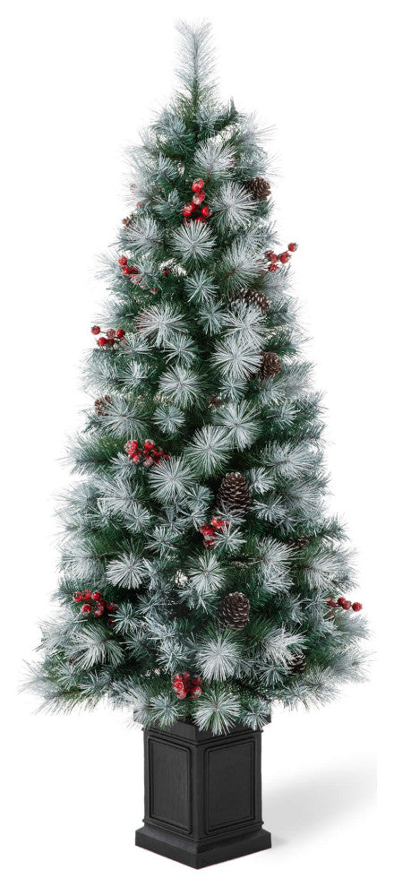 Pre-Lit Pine Artificial Christmas Tree, 5', Pinecones/Berries