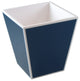 Navy Blue, White Lacquer Waste Basket