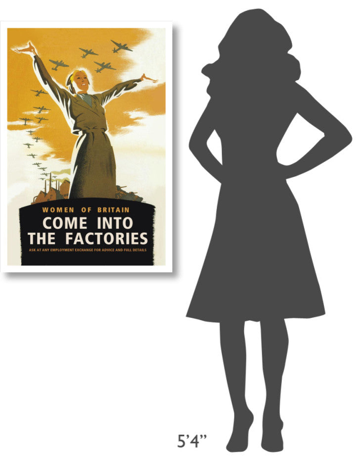 "Women of Britain, Come into the Factories" Paper Print by Brydone, 26"x38"