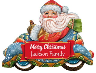 Race Car Santa Wooden Merry
