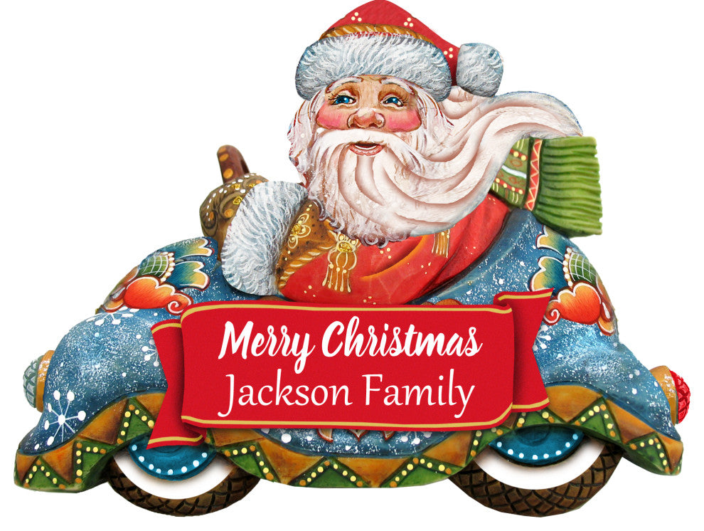 Race Car Santa Wooden Merry