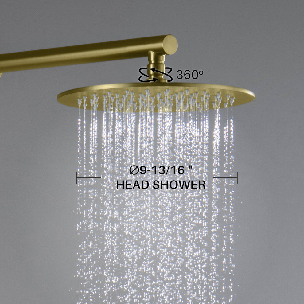 Circular 2 Function Thermostatic Shower System, Rough, Valve, Brushed Gold