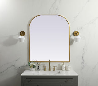 Metal Frame Arch Mirror 36X42 Inch, Brass