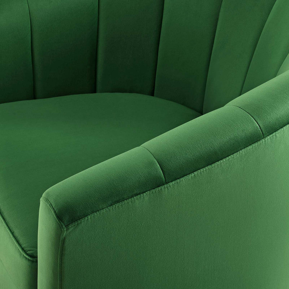 Armchair Accent Chair, Velvet, Green, Modern, Living Lounge Hotel Hospitality