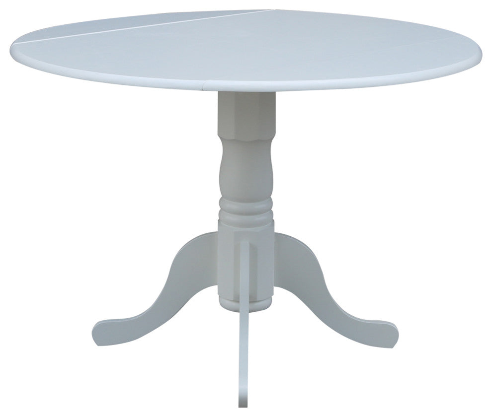 42" Round Dual Drop Leaf Pedestal Table, White
