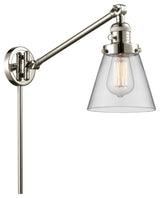 Small Cone 1-Light LED Swing Arm Light, Polished Nickel, Glass: Clear