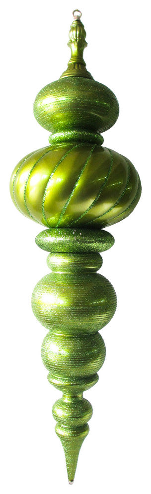 43" Large Lime Green Finial Ornament With Lime Green Glittered Stripes